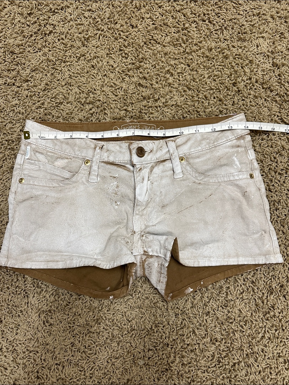 Robin's Jean White Metallic-Look Denim Short Shorts